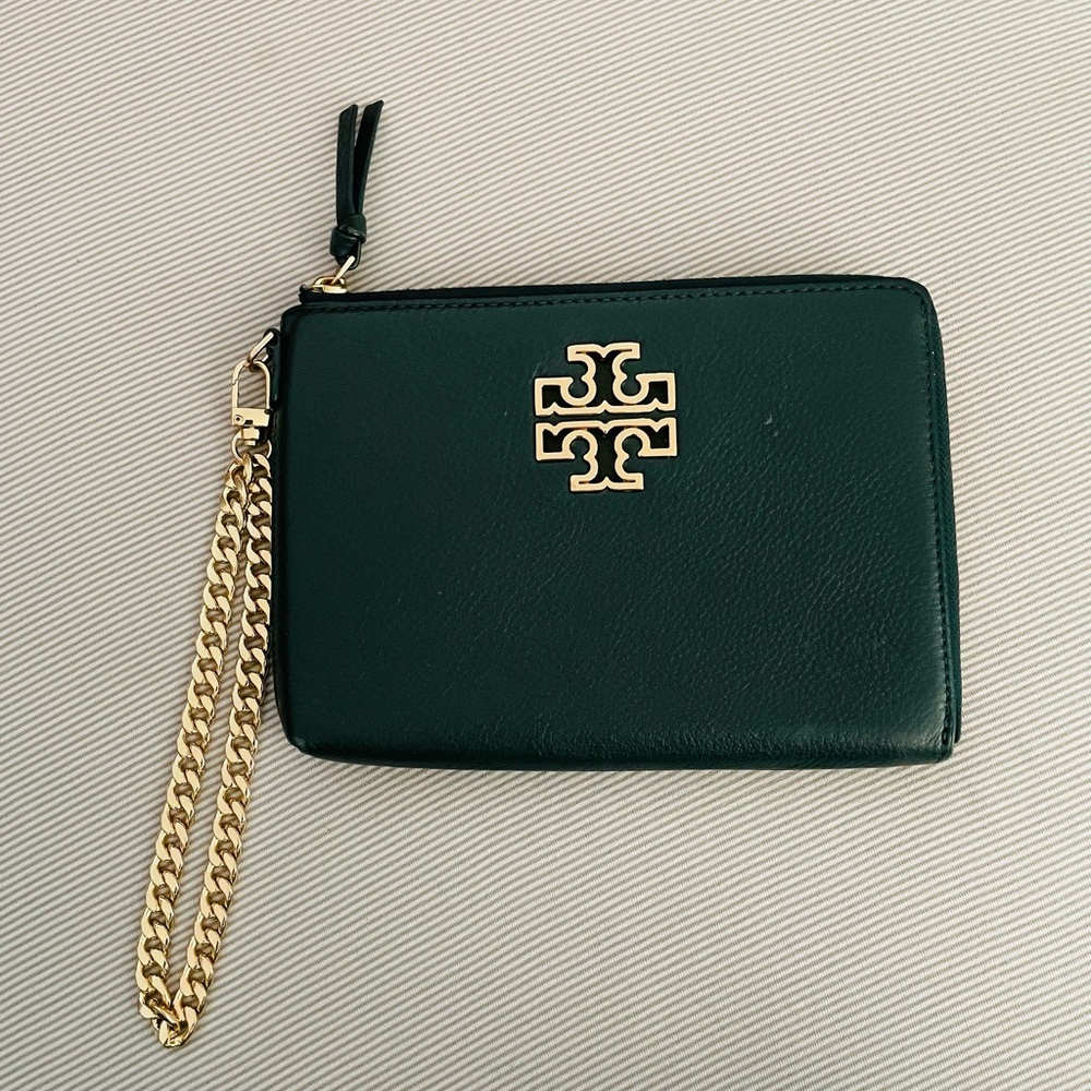 Tory Burch Green Leather Wristlet
